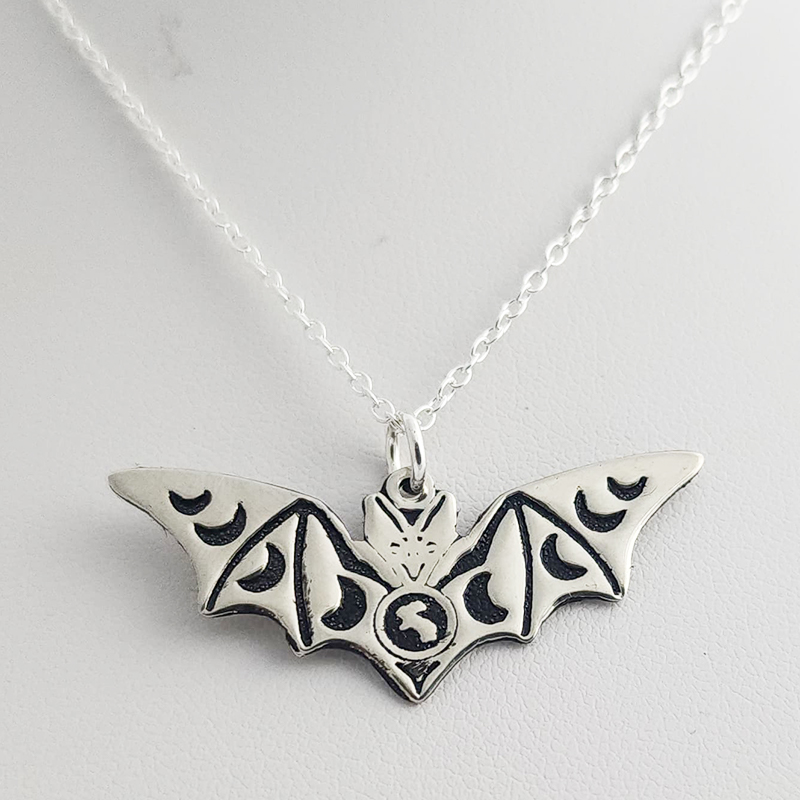 Etched Bat Pendant and 18 Inch Chain - Image 14