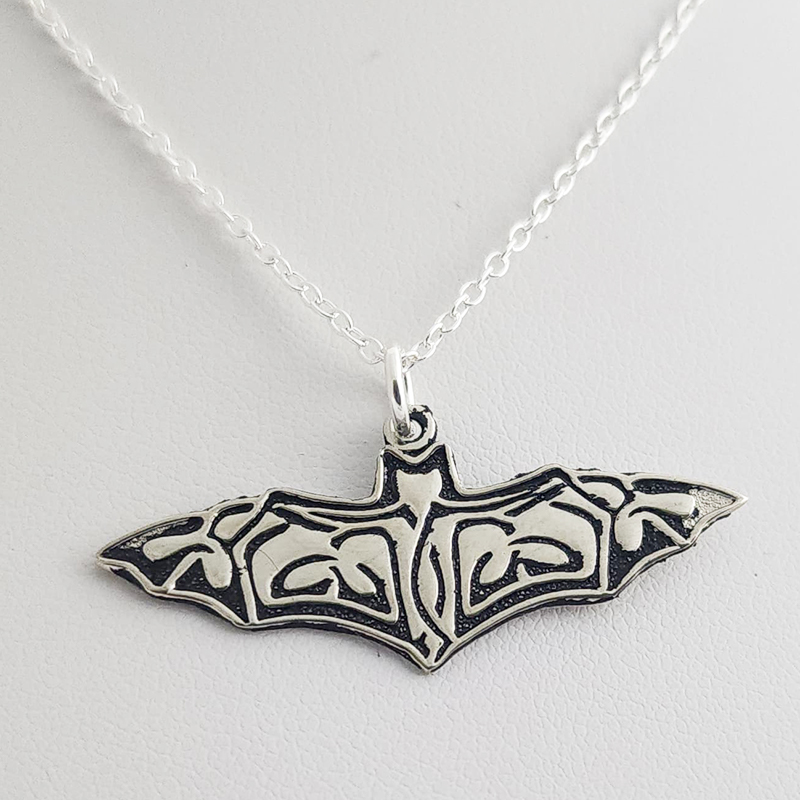 Etched Bat Pendant and 18 Inch Chain - Image 15