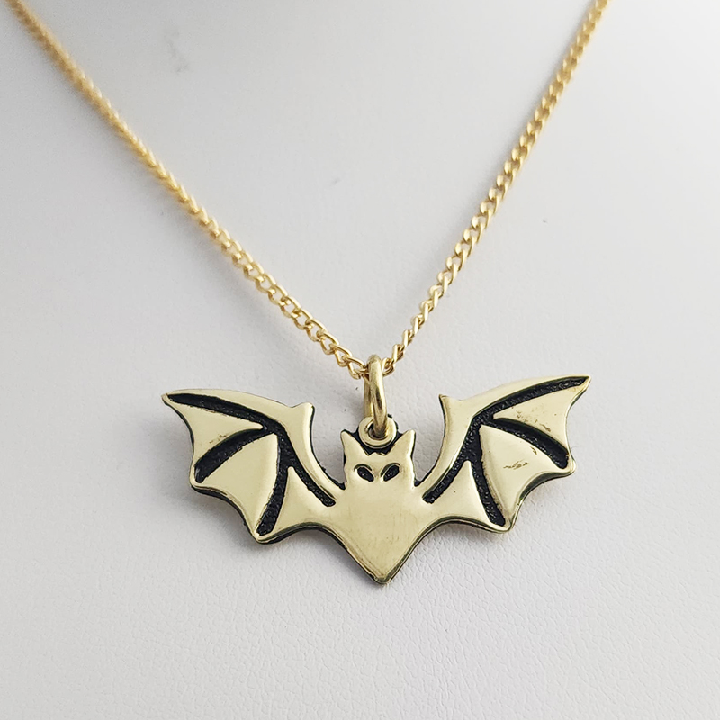 Etched Bat Pendant and 18 Inch Chain - Image 2