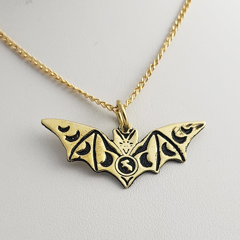 Etched Bat Pendant and 18 Inch Chain - Image 3