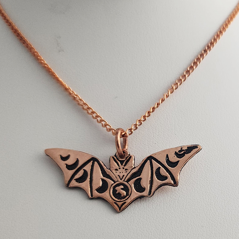 Etched Bat Pendant and 18 Inch Chain - Image 8