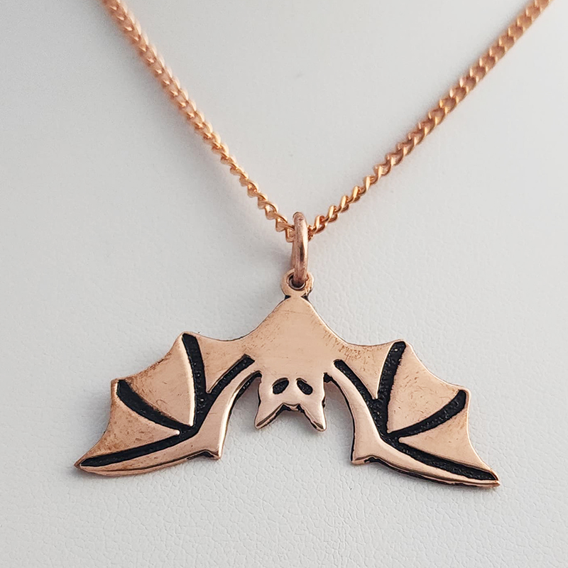 Etched Bat Pendant and 18 Inch Chain - Image 9
