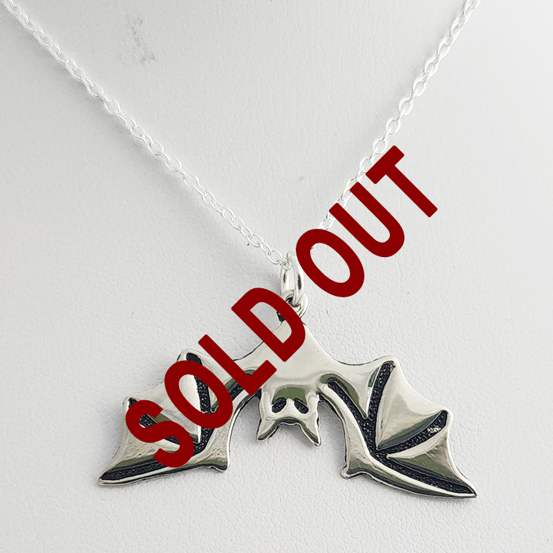 Etched Bat Pendant and 18 Inch Chain - Sold Out