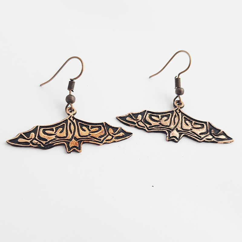 Etched Bat Earrings - Image 4