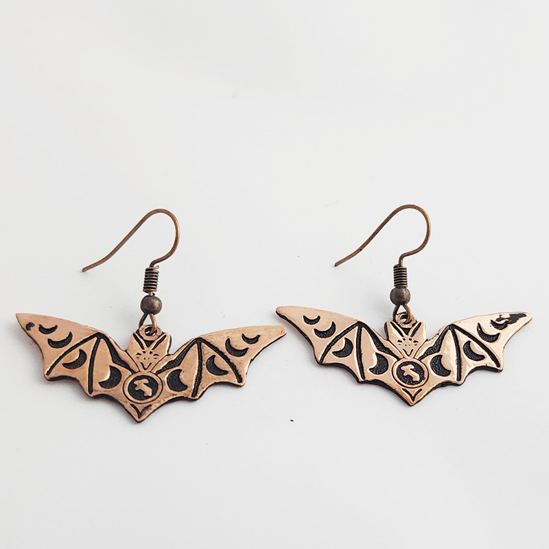 Etched Bat Earrings - Image 8