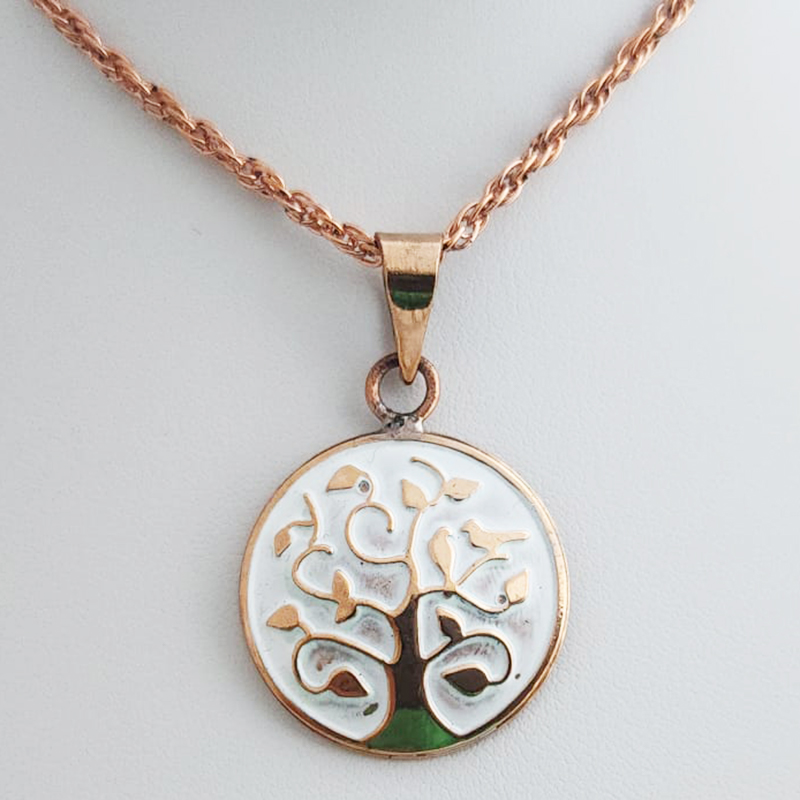 Tree of Life White Enamel Pure Healing Copper Pendants